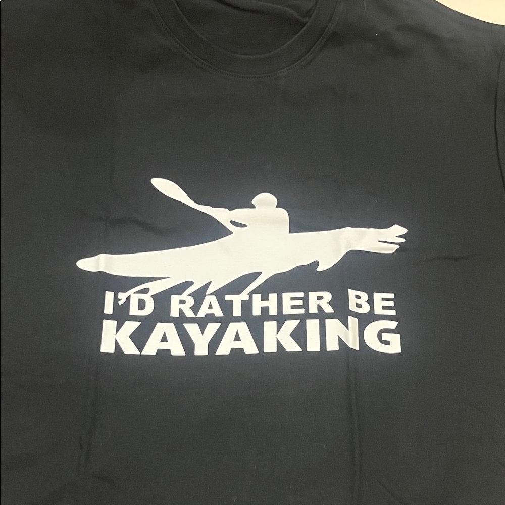 New Black I Would Rather Be Kayaking Graphic T-Shirt
